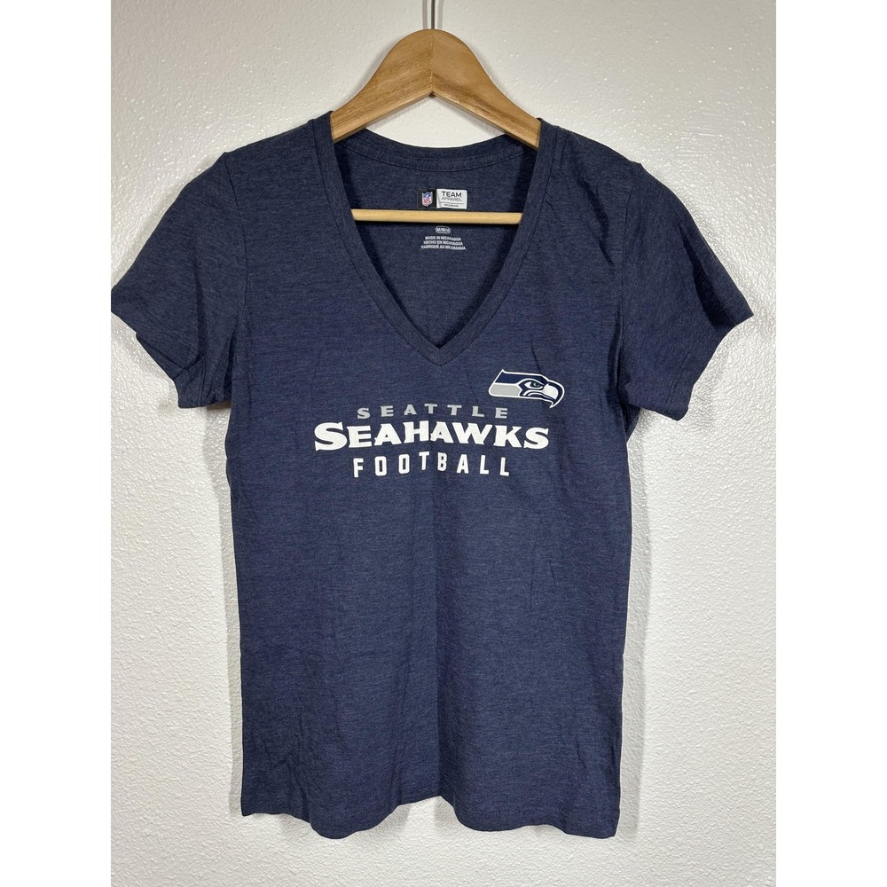 Seattle Seahawks Shirt Womens Medium Blue NFL Football Team Apparel V Neck Tee